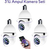 MCM Group 3 Lü Kamera Seti Wifi 360 Derece Panoramik Ampul Kamera Güvenlik Kamerası Gece Görüşlü Sesli