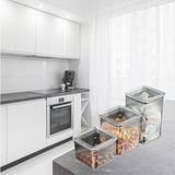 MCM Group 3 Lü Set Vakumlu Kare Saklama Kabı Akrilik Kristal 3 Boy Erzak Kabı (600-900-1300 Ml)