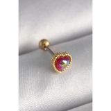 MCM Group 316L Çelik Gold Kırmızı Mineli Kalp Tragus Piercing