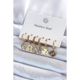 MCM Group 316L Çelik Gold Renk Çoklu Figür Model Kadın Küpe Seti - Lisinya