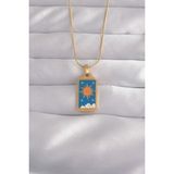MCM Group 316L Çelik Gold Renk Mavi Mineli Güneş Model Tarot Kolye - Lisinya