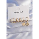 MCM Group 316L Çelik Gold Renk Oval Tasarım Kuş Model Küpe Seti - Lisinya
