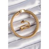 MCM Group 316L Çelik Gold Renk Sarmal Model Erkek Bileklik Yüzük Kombini - Lisinya