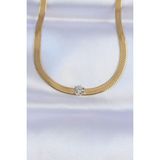 MCM Group 316L Çelik Gold Renk Tek Zirkon Taşlı Italyan Zincir Kolye - Lisinya