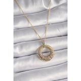 MCM Group 316L Çelik Gold Renk Zincir Gümüş Zirkon Taşlı Daire Model Kadın Kolye - Lisinya