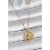 MCM Group 316L Çelik Gold Renk Zincr Mavi Taşlı Lotus Model Kadın Kolye - Lisinya