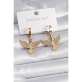 MCM Group 316L Çelik Gold Renk Zirkon Taşlı Anka Kuşu Model Kadın Küpe - Lisinya