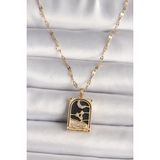 MCM Group 316L Çelik Gold Renk Zirkon Taşlı Ay Figürlü Tarot Model Kadın Kolye - Lisinya