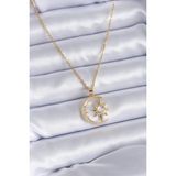 MCM Group 316L Çelik Gold Renk Zirkon Taşlı Ay Yıldız Model Kadın Kolye - Lisinya