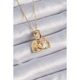 MCM Group 316L Çelik Gold Renk Zirkon Taşlı Sonsuzluk Kalp Figür Charm Model Kadın Kolye - Lisinya