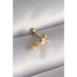 MCM Group 316L Çelik Gold Zirkon Taş Detay Pembe Kalp İşleme Tragus Piercing