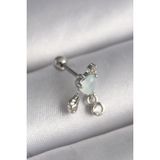 MCM Group 316L Çelik Gümüş Renk Beyaz Minelik Kalp Sallantı Zirkon Taş Detay Tragus Piercing