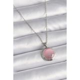 MCM Group 316L Çelik Gümüş Renk Daire Pembe Sedefli Model Kadın Kolye - Lisinya