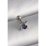 MCM Group 316L Çelik Gümüş Renk Mavi Zirkon Taşlı Tragus Piercing