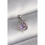 MCM Group 316L Çelik Gümüş Renk Mor Mineli Kalp Zirkon Taş Detay Tragus Piercing