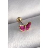MCM Group 316L Çelik Gümüş Renk Pembe Kelebek Tragus Piercing
