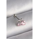 MCM Group 316L Çelik Gümüş Renk Pembe Zirkon Taşlı Kalp Tragus Piercing