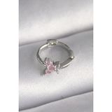 MCM Group 316L Çelik Gümüş Renk Pembe Zirkon Taşlı Kelebek Tragus Piercing