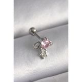 MCM Group 316L Çelik Gümüş Renk Pembe Zirkon Taşlı Sallantı Yıldız Detay Tragus Piercing
