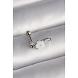 MCM Group 316L Çelik Gümüş Renk Zirkon Taş Detay Beyaz Çiçek Tragus Piercing