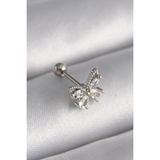 MCM Group 316L Çelik Gümüş Renk Zirkon Taşlı Kelebek Tragus Piercing