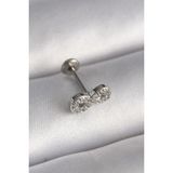 MCM Group 316L Çelik Gümüş Renk Zirkon Taşlı Sonsuzluk Tragus Piercing