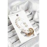 MCM Group 316L Çelik Halka Figürlü ve Zirkon Taşlı Gold Renk 7'li Çift Kadın Küpe Set - Lisinya
