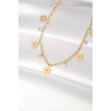 MCM Group 316L Çelik Taşlı Gold Renk Çoklu Çiçek Kolye - Lisinya