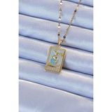 MCM Group 316L Çelik Zincir Altın Renk Mavi Mineli Tarot Kolye - Lisinya