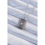 MCM Group 316L Çelik Zincir Eskitme Gümüş Renk Pembe Mineli Kalp Figürlü Tarot Kolye - Lisinya