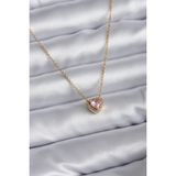 MCM Group 316L Çelik Zincir Gold Renk Pembe Zirkon Taşlı Charm Kadın Kolye - Lisinya