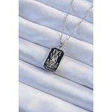MCM Group 316L Çelik Zincir Gümüş Renk Siyah Mineli Tarot Kolye - Lisinya