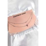 MCM Group 316L Çelik Zirkon Taşlı Damla Model Gümüş Renk Göbek Bel Zinciri - Lisinya