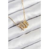 MCM Group 316L Çelik Zirkon Taşlı Sarmal Model Gold Renk Kadın Kolye - Lisinya