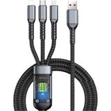 MCM Group 3in1 100W Hızlı Şarj ve Data Kablosu, 1.2m Halat Örgü Kırılmaz Uç, Usb-C Lightning Micro Uyumlu, Dayanıklı Çoklu Cihaz Şarj Kablosu ( Lisinya )
