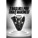 MCM Group 3'lü Set Saç Sakal Kesme Traş Makinesi Burun Kılı Alma Tıraş Makinesi