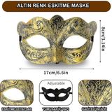 MCM Group Altın Renk Eskitme Maskeli Balo Maskesi – Venedik Tarzı Parti Maskesi - Lisinya