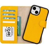 MCM Group Apple iPhone 15 Uyumlu Deri Cüzdanlı Kılıf Mwwn FL12 Sarı