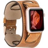 MCM Group Apple Watch Uyumlu Deri Kordon 42-44-45MM Cuff G19 Taba