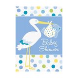 MCM Group Baby Boy Stork Temalı Mavi Davetiye 8 Adet