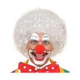 MCM Group Beyaz Kıvırcık Afro Peruk ve Kırmızı Sünger Burun Seti