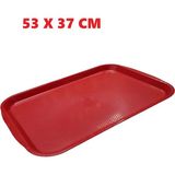 MCM Group Büyük Boy Kırmızı Plastik Servis Tepsisi Kırılmaz Lokanta Büfe Fast Food Kullanım ( 53 X37 Cm)
