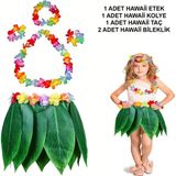 MCM Group Çocuk Hawaii Kostüm Seti - Yaprak Etek Hawaii Set - 5 Parça - Lisinya