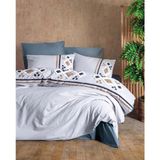 MCM Group Cotton Box Puff Nakışlı Ranforce Çift Kişilik Nevresim Takımı Stesso Mavi