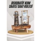 MCM Group Deniz Feneri Kum Saati Ahşap Görünümlü Vintage Tarz Biblo