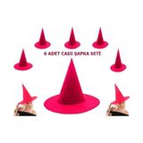 MCM Group Fuşya Renk Keçe Cadı Şapkası 6 Adet
