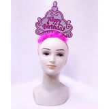 MCM Group Happy Birthday Neon Pembe Renk Doğum Günü Tacı 24X15 cm - Lisinya