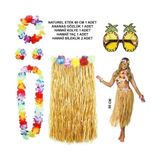 MCM Group Hawaii Parti Kostüm Seti - 60 cm Hasır Etek, Çiçekli Aksesuarlar ve Ananas Gözlük