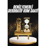 MCM Group Hediyelik Eşya Retro Deniz Fenerli Kum Saati Ahşap Görünümlü Dekoratif Eşya