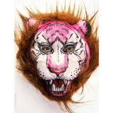 MCM Group Kahverengi Saçlı Pembe Yüz Kurt Maske Kaplan Maske Mega Peluş 26 No - Lisinya